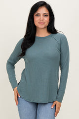Jade Baby Waffle Knit Long Sleeve Top