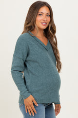 Ash Jade Ribbed V-Neck Long Sleeve Maternity Top