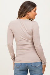 Light Mocha Basic Long Sleeve Maternity Top