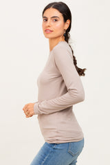 Light Mocha Basic Long Sleeve Top