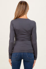 Charcoal Basic Long Sleeve Maternity Top