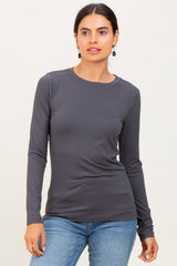 Charcoal Basic Long Sleeve Maternity Top