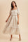 Taupe Floral Stripe Ruffle Accent Midi Dress