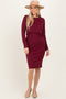 Burgundy Ribbed Knit Long Sleeve Nursing Dress