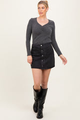 Charcoal Sweetheart Ribbed Maternity Long Sleeve Top