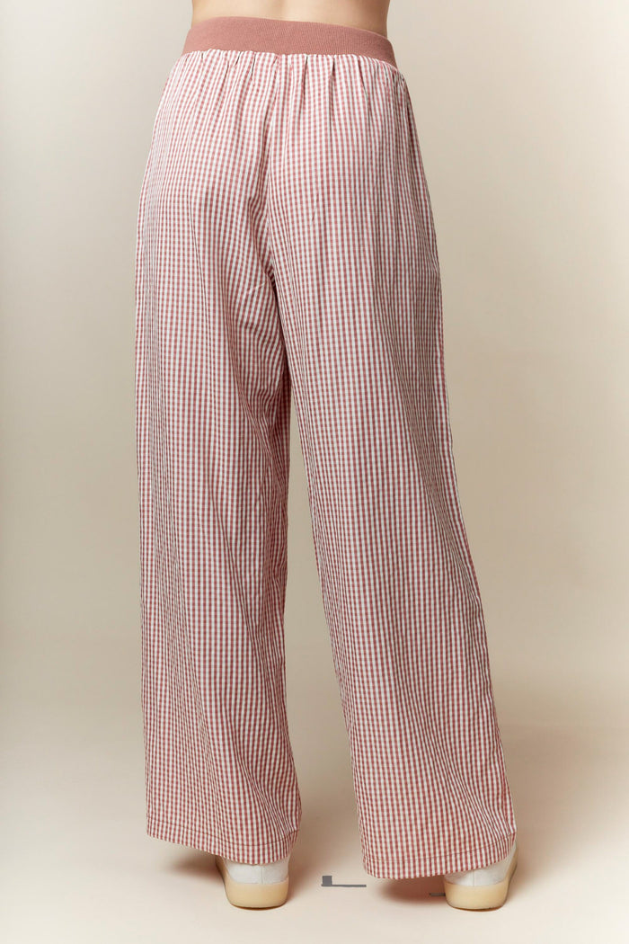 Mauve Gingham Drawstring Lounge Pants