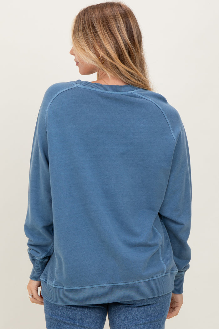 Denim Blue French Terry Vintage Wash Pullover
