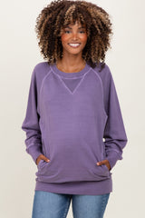Lavender Vintage Wash French Terry Maternity Pullover
