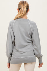 Light Grey Vintage Wash French Terry Maternity Pullover
