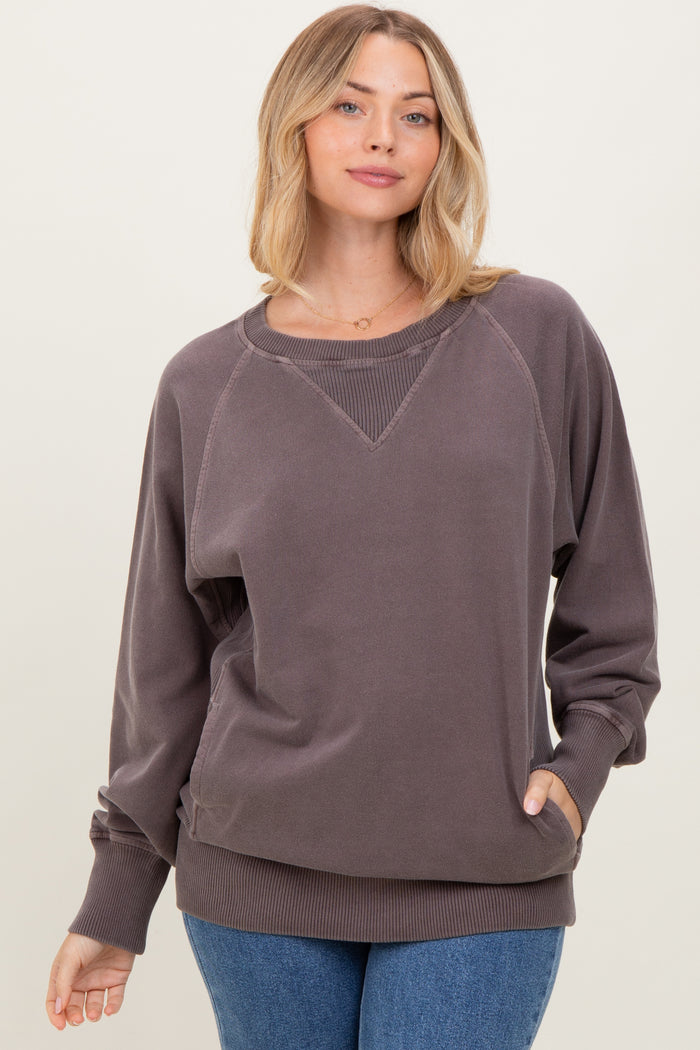 Mocha Vintage Wash French Terry Pullover