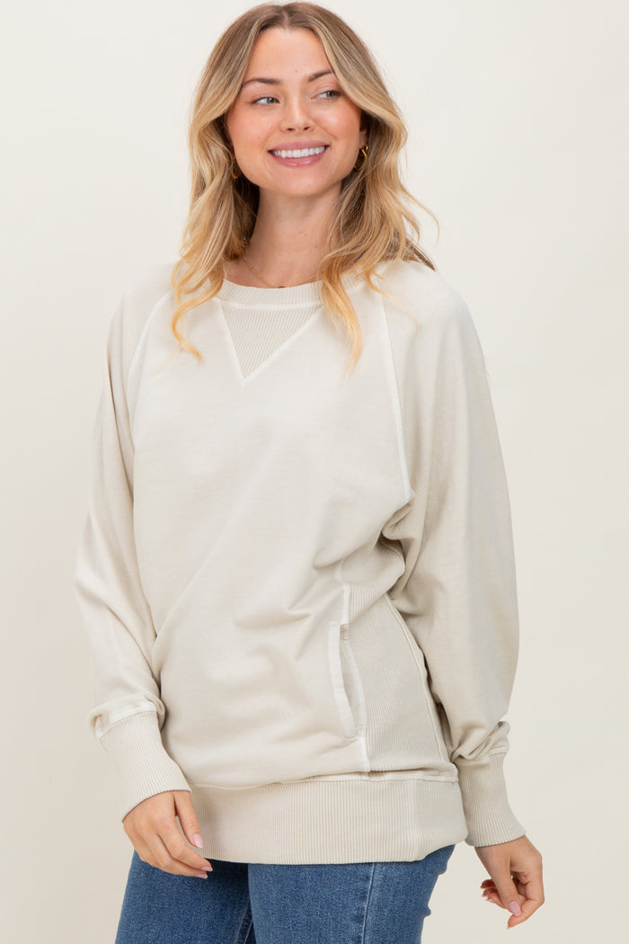 Cream Vintage Wash French Terry Pullover