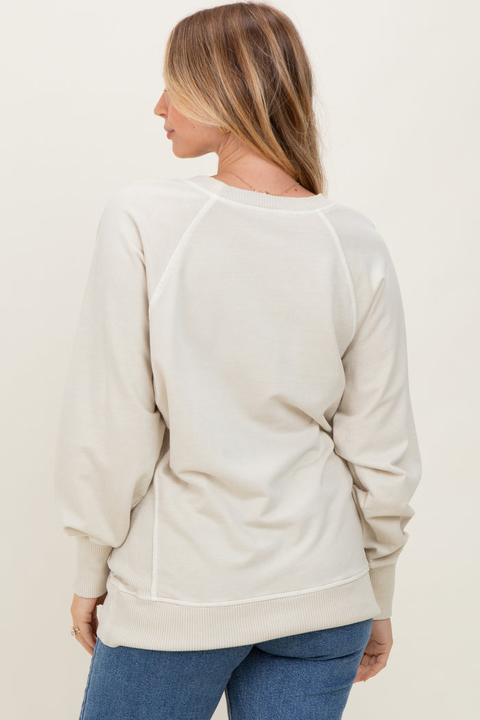 Cream Vintage Wash French Terry Pullover