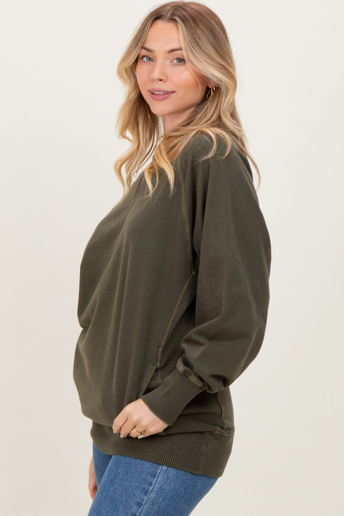 Olive Vintage Wash French Terry Pullover