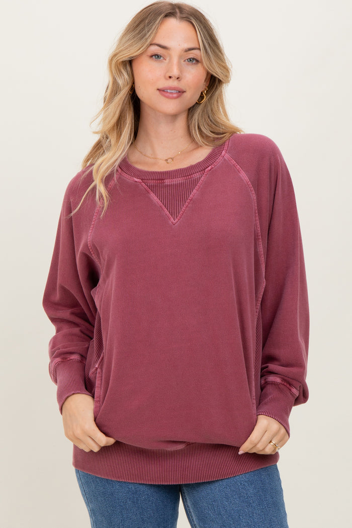 Burgundy Vintage Wash French Terry Pullover