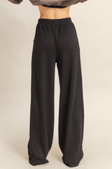 Black Flowy Knit Drawstring Pants
