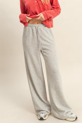 Heather Grey Flowy Knit Drawstring Pants