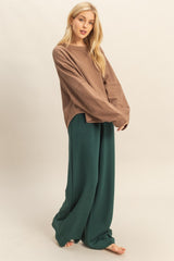 Forest Green Flowy Knit Drawstring Pants