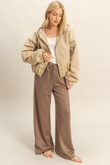 Mocha Flowy Knit Drawstring Maternity Pants