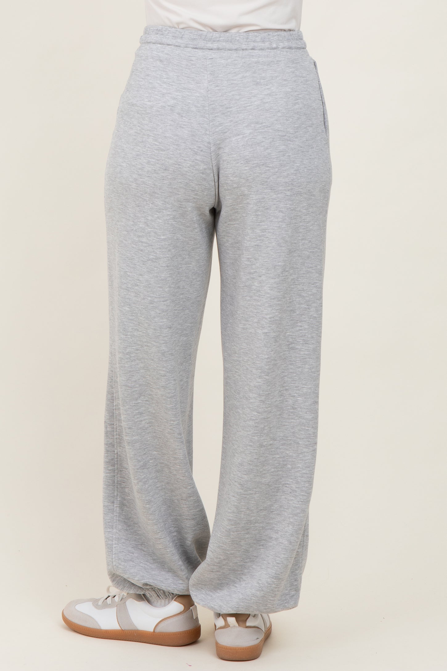 Heather Grey Scuba Drawstring Waist Relaxed Jogger Sweatpants