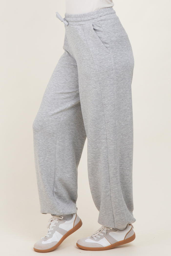 Heather Grey Scuba Drawstring Waist Relaxed Jogger Sweatpants