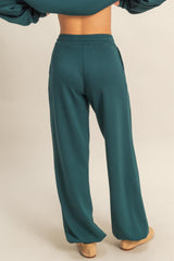 Green Scuba Drawstring Waist Relaxed Jogger Sweatpants