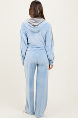 Light Blue Velour Tracksuit Maternity Set