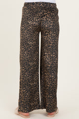 Brown Animal Print Velour Maternity Track Pants