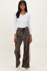Brown Animal Print Velour Track Pants