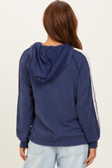 Navy Textured Rib Colorblock Hoodie