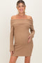 Mocha Off The Shoulder Knit Sweater Maternity Mini Dress