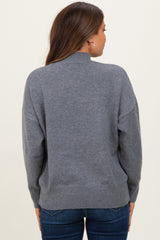 Grey Front Seam Mock Neck Maternity Sweater