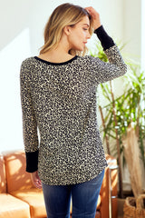 Cream Animal Print Henley Top