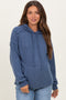 Navy Long Sleeve Brushed Urban Rib Maternity Hoodie Top