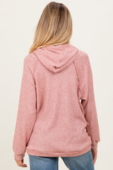 Mauve Long Sleeve Solid Maternity Hoodie Top