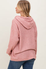 Mauve Long Sleeve Solid Hoodie Top