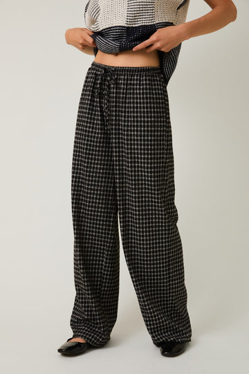 Black Plaid Drawstring Flannel Pants