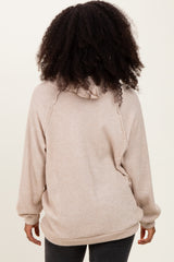 Beige Long Sleeve Solid Hoodie Top
