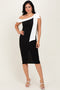 Black Oversized Bow One Shoulder Midi Dress