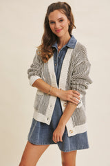 Olive Pocketed Button Front Maternity Cardigan