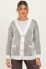 Olive Pocketed Button Front Maternity Cardigan