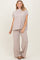Cream Textured Rib Mock Neck Short Sleeve Pant Set