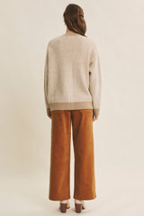 Taupe Two-Tone Button-Down Cardigan