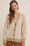 Taupe Two-Tone Button-Down Cardigan