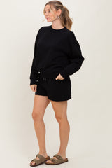Black Fleece Sweatshirt Shorts Set