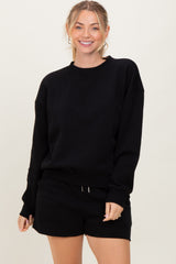 Black Fleece Sweatshirt Shorts Set