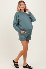 Jade Fleece Sweatshirt Shorts Maternity Set