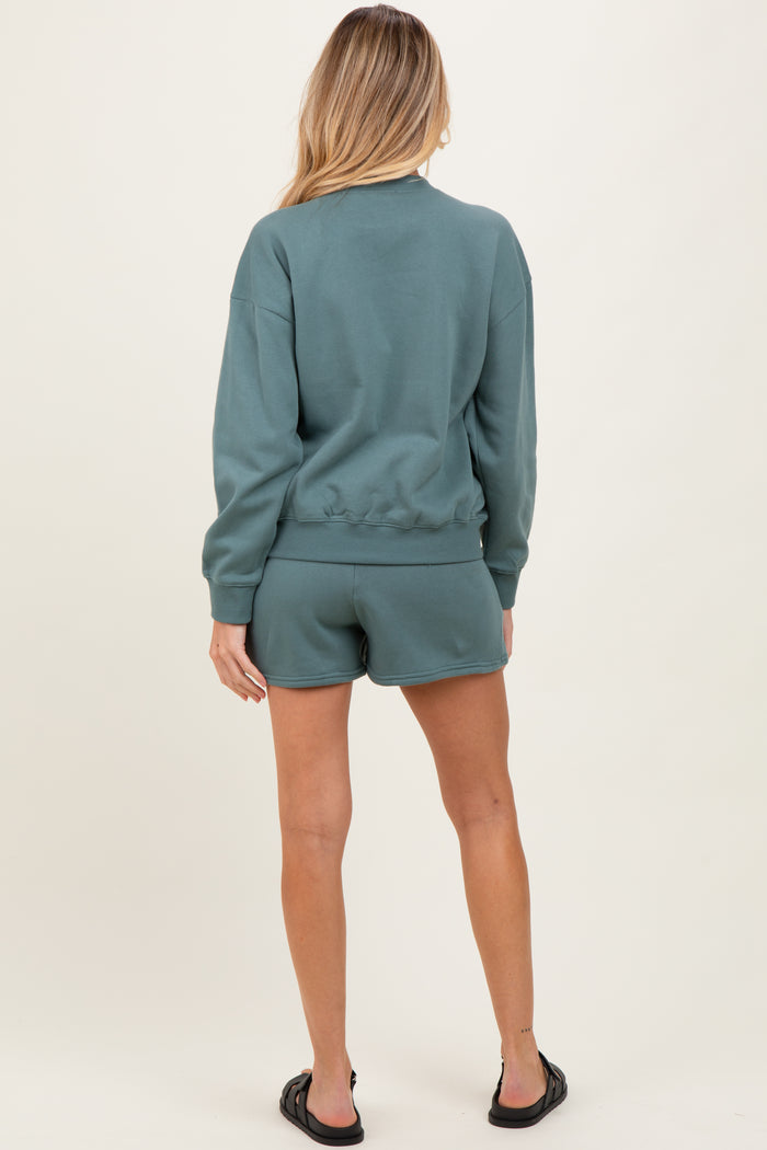 Jade Fleece Sweatshirt Shorts Maternity Set