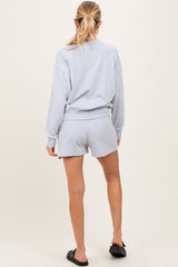 Heather Grey Fleece Sweatshirt Shorts Maternity Set