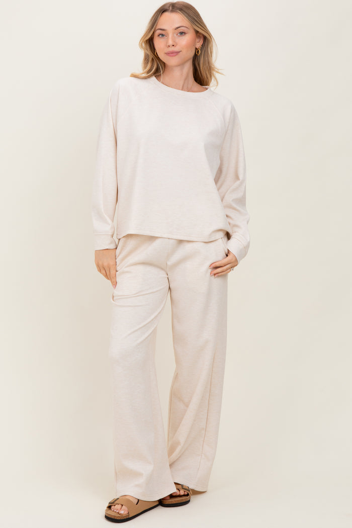 Cream Crewneck Pullover Pant Set
