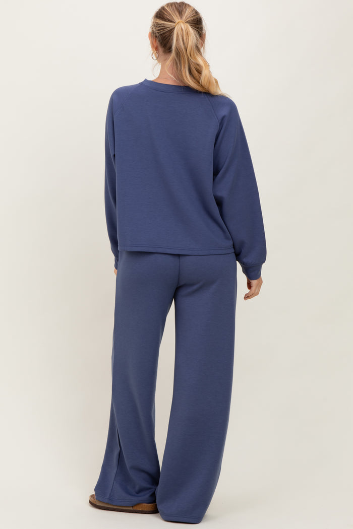 Blue Crewneck Pullover Pant Set